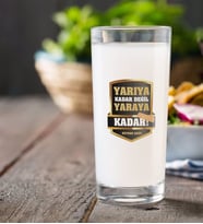 BK Gift Kişiye Özel Renkli Baskılı Yarıya Kadar Değil Yaraya Kadar Rakı Bardağı-5 (Beyaz)