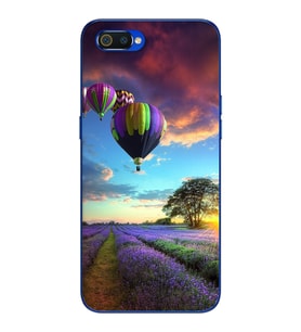 Lavanta Bahçesi Tasarımlı Süper Şeffaf Silikon Telefon Kılıfı Oppo Realmi C2
