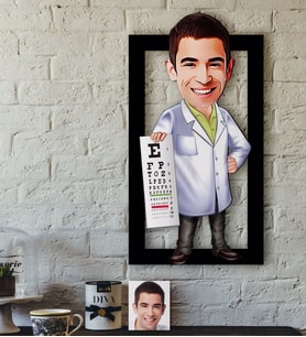 BK Gift Kişiye Özel Bay Göz Doktoru Karikatürlü 3D Ahşap Tablo