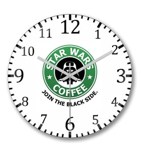 Star Wars Coffee Duvar Saati Bombeli Gercek Cam