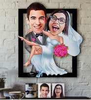 BK Gift Kişiye Özel Evleniyoruz Karikatürlü 3D Ahşap Tablo-9
