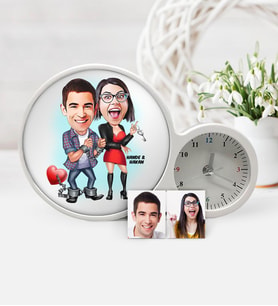 BK Gift Kişiye Özel Sevgililer Karikatür Saatli Sihirli Led Ayna Çerçeve  1