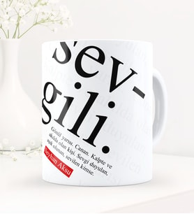 BK Gift Kişiye Özel Sevgili Temalı Beyaz Kupa Bardak