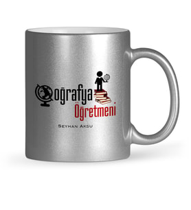 BK Gift Kişiye Özel Coğrafya Öğretmeni Gümüş Yaldızlı Kupa Bardak  2