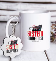 BK Gift Kişiye Özel Mesleki Sistem Mühendisi Beyaz Kupa ve Anahtarlık Hediye Seti-2 (Model 1)