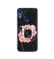 Mermer Çiçekli Harf Tasarım Süper Şeffaf Silikon Telefon Kılıfı Huawei Honor 8A 