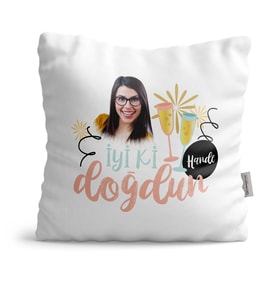 BK Gift Kişiye Özel Fotoğraflı İyi Ki Doğdun Beyaz  Yastık  2