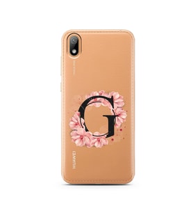 Pembe Çiçekli Harf Tasarım Süper Şeffaf Silikon Telefon Kılıfı Huawei Y5 2019 G-