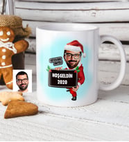 BK Gift Kişiye Özel Bay Yılbaşı Karikatür Beyaz Kupa Bardak  1