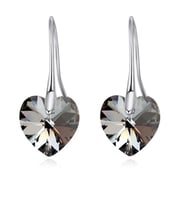 Monemel Siyah Swarovski Taşlı Kalp Küpe, Gümüş (Altın Kaplama) Sevgililer Günü Hediyesi