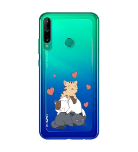 Kedi Kardeşler Tasarımlı Süper Şeffaf Silikon Telefon Kılıfı Huawei P40 Lite E