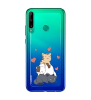 Kedi Kardeşler Tasarımlı Süper Şeffaf Silikon Telefon Kılıfı Huawei P40 Lite E