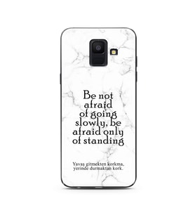 Samsung A6 (2018) Beyaz Mermer Söz Tasarımlı Telefon Kılıfı