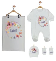Pia Baby Gl 1923-03 İsme Özel Battaniyeli Tulum Set