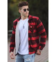 Madmext İçi Kürklü Bordo Oduncu Gömlek 9021