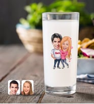 BK Gift Kişiye Özel Sevgililer Karikatürlü Rakı Bardağı-5 (Beyaz)