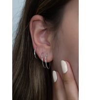 Bayan Taşsız Gümüş Halka Küpe Üç Çift 16 mm  + 18 mm + 20 mm wsk03
