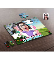 BK Gift Kişiye Özel Kadınlar Günü O Bir Çiçek Karikatürlü Ahşap Puzzle-3