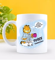 BK Gift Kişiye Özel Garfield Tasarımlı Beyaz Kupa Bardak