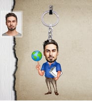Kişiye Özel Öğretmen Karikatürlü  Ahşap Anahtarlık Bay-10