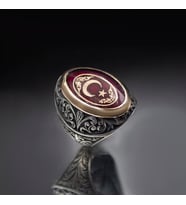 TÜRK BAYRAĞI İŞLEMELİ 925 AYAR ERKEK GÜMÜŞ YÜZÜK