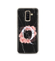 Mermer Çiçekli Harf Tasarım Süper Şeffaf Silikon Telefon Kılıfı Samsung A6 Plus 