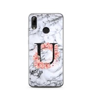 Mermer Çiçekli Harf Tasarım Süper Şeffaf Silikon Telefon Kılıfı Huawei PSmart 20