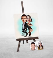BK Gift Kişiye Özel Mr  Mrs Smith Karikatür Şovaleli Doğal Taş