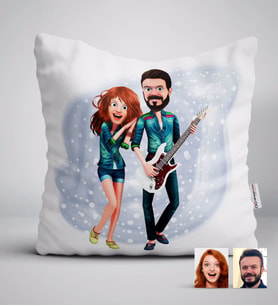 BK Gift Kişiye Özel Sevgililer Animasyon Karikatürlü Beyaz Yastık-31