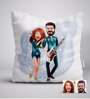 BK Gift Kişiye Özel Sevgililer Animasyon Karikatürlü Beyaz Yastık-31