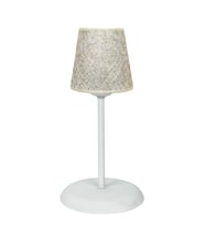 Şenay Aydınlatma Modern Metal Ayak PVC&Kumaş Abajur-Altın İp Sarmal