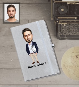 Kişiye Özel Öğretmen Karikatürlü Gri Defter Bay-14