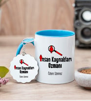 İnsan Kaynakları Uzmanı Mavi Kupa Bardak Ve Anahtarlık Set