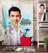 BK Gift Kişiye Özel Bay Göz Doktoru Karikatür Kanvas Tablo 70x100cm 1