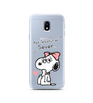 Snoopy Tasarımlı Süper Şeffaf Silikon Telefon Kılıfı Samsung J3 Pro
