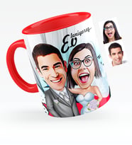 BK Gift Kişiye Özel Evleniyoruz Karikatürlü Kırmızı Kupa Bardak  5