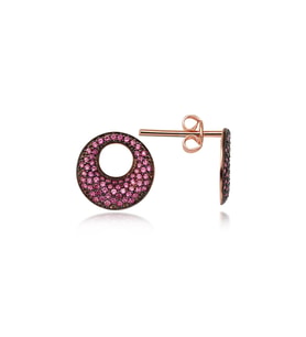 Gümüş Zirkon Taşlı Abiye Günlük Tasarım Model Küpe (Rose)