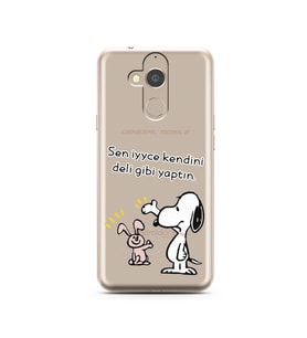 Snoopy Tasarımlı Süper Şeffaf Silikon Telefon Kılıfı General Mobile GM8