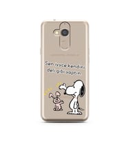 Snoopy Tasarımlı Süper Şeffaf Silikon Telefon Kılıfı General Mobile GM8