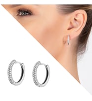 Starlight Diamond Üç Sıra Zirkon Taşlı Halka Tasarım 925 Ayar Gümüş Küpe