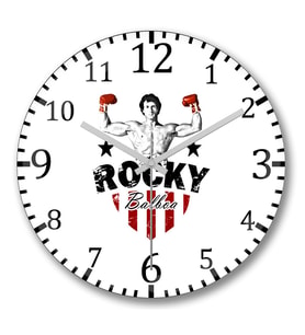 Rocky Rambo Boks Duvar Saati Bombeli Gercek Cam