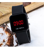 Mat Siyah Kare Dijital Led Ekran Siyah Silikon Kordonlu Unisex Kol Saat ST-30361