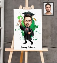 Kişiye Özel Mezuniyet Karikatürlü  Ahşap Tablo 30x47 Bay-3