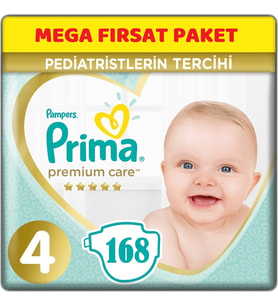 Prima Premium Care Bebek Bezi Beden:4 (9-14) Maxi 168 Adet Mega Fırsat Pk