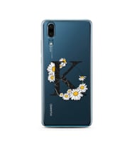 Papatya Harf Tasarım Süper Şeffaf Silikon Telefon Kılıfı Huawei P20    K-Harfi