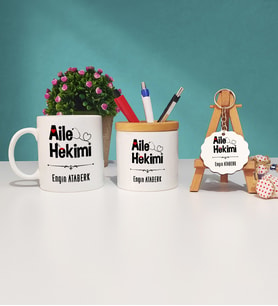 Aile Hekimi Tasarımlı Hediye Aile Hekimi Kupa Bardak Kalemlik ve Anahtarlık Hediye Seti