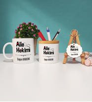 Aile Hekimi Tasarımlı Hediye Aile Hekimi Kupa Bardak Kalemlik ve Anahtarlık Hediye Seti