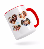 BK Gift Kişiye Özel Kalpli 4 Fotoğraflı Kırmızı Kupa Bardak-2