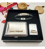 Kişiye Özel Hediye Seti (Zippo Çakmak, Sigara Tabakası, Bileklik)
