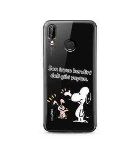 Snoopy Tasarımlı Süper Şeffaf Silikon Telefon Kılıfı Huawei P20 Lite 